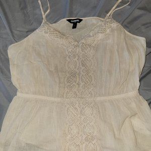 Express Waist-Cinched Lace Tank Top